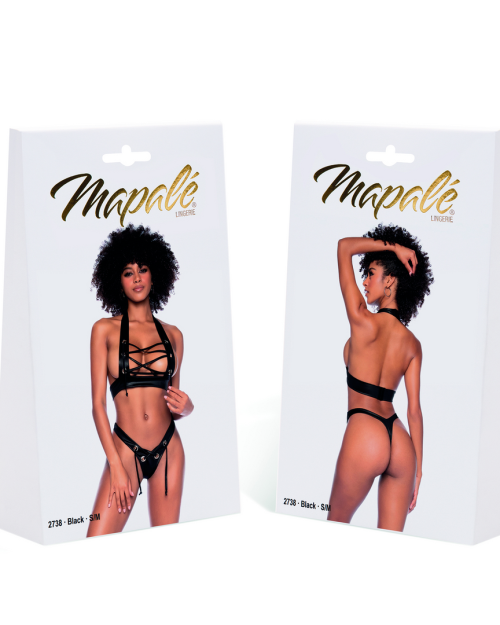 Mapalé Daring 2-delig Lingerie Set Wet Look Zwart L/XL