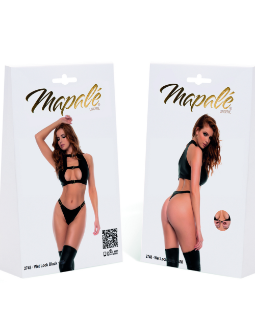 Mapalé 2-delig Lingerie Setje Wet Look Zwart L/XL