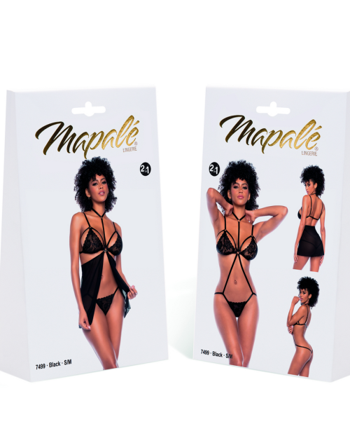 Mapalé Two In One Babydoll&Teddy Zwart L/XL