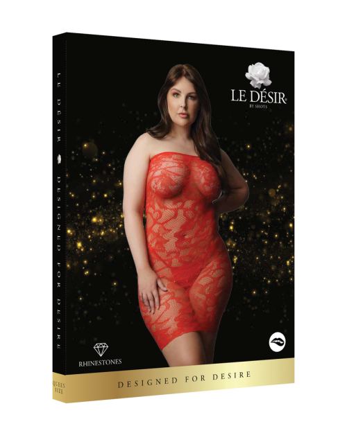 Le Désir Kanten Kokerjurk Rood Plus Size