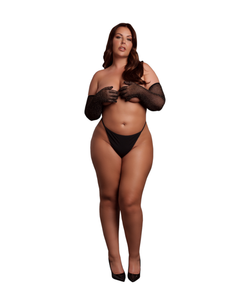 Le Désir Glinsterende Zwarte Operahandschoenen XL/XXXL