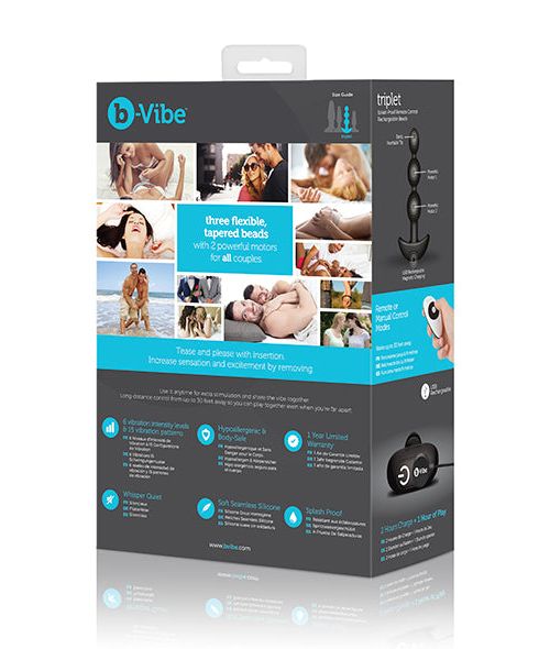 B-Vibe Triplet Vibrerende Anale Kralen 14 cm Roos