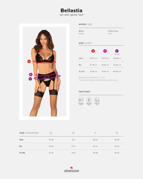 Obsessive Bellastia Lingerie Set 3 Stuks XL/2XL