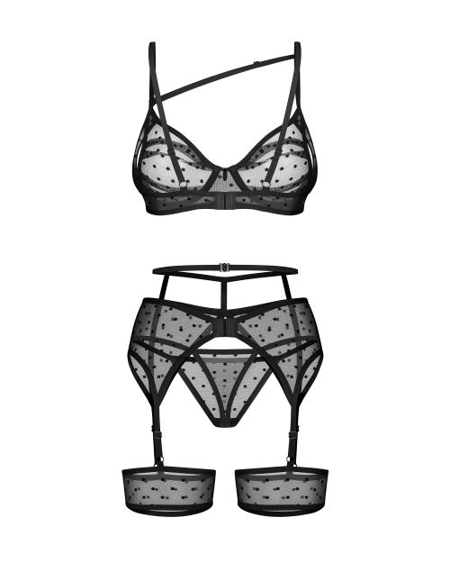 Obsessive Nuites Lingerie Set Zwart 3 Stuks L/XL