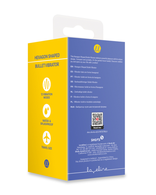 Loveline Hexagon Shaped Bullet Vibrator Jetset Blue 7cm