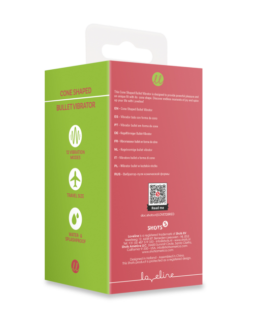 Loveline Cone Shaped Bullet Vibrator Blushing Red 7 cm