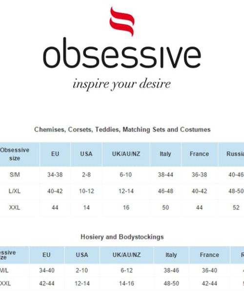 Obsessive Flores Chemise&String Zwart L/XL