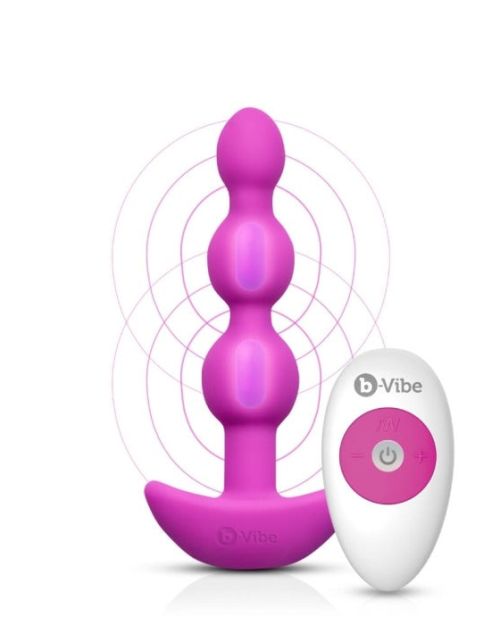 B-Vibe Triplet Vibrerende Anale Kralen 14 cm Roos