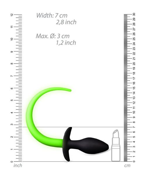 Ouch! Glow in the Dark Puppy Buttplug Met Staart 8 Cm