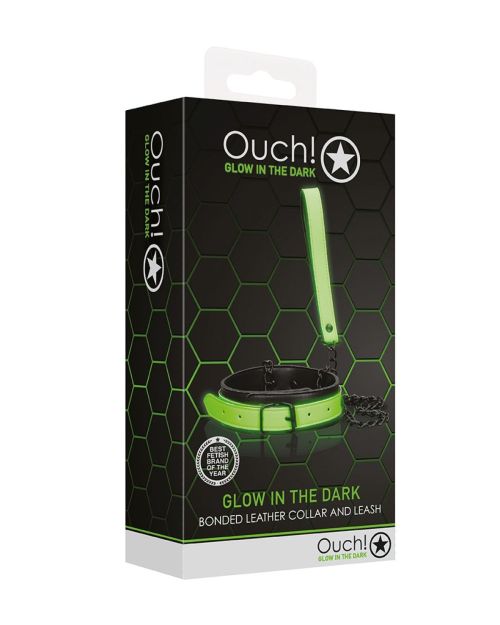 Ouch! Glow in the Dark Halsband&Riem