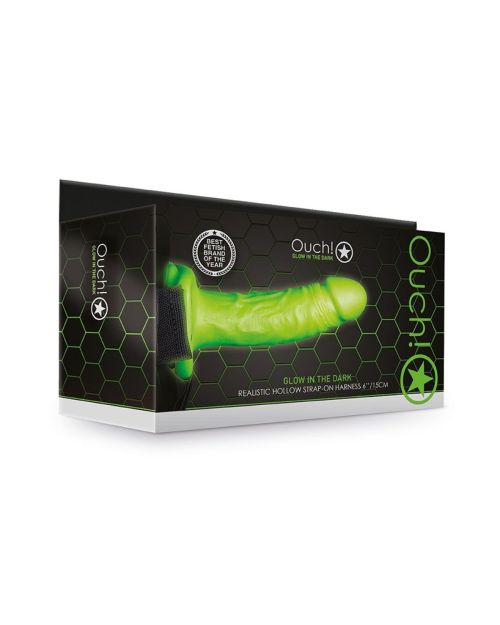 Ouch! Glow in the Dark Voorbinddildo Met Harnas 18 cm